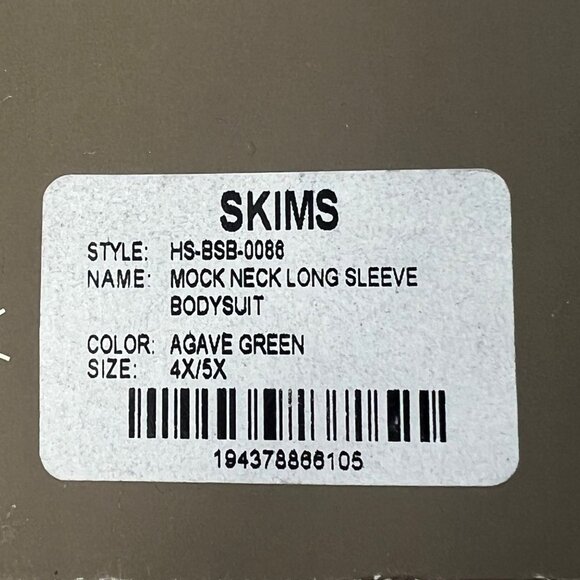 SKIMS Essential Mock Neck Long Sleeve Bodysuit Agave Green 4X/5X - Picture 10 of 12